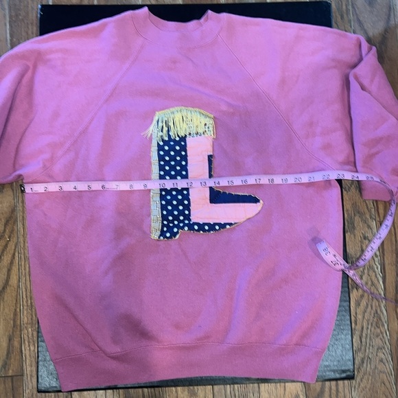 Vintage Pink Hand-Stitched Quilted Western Cowgirl Boot Sweatshirt - Picture 7 of 8